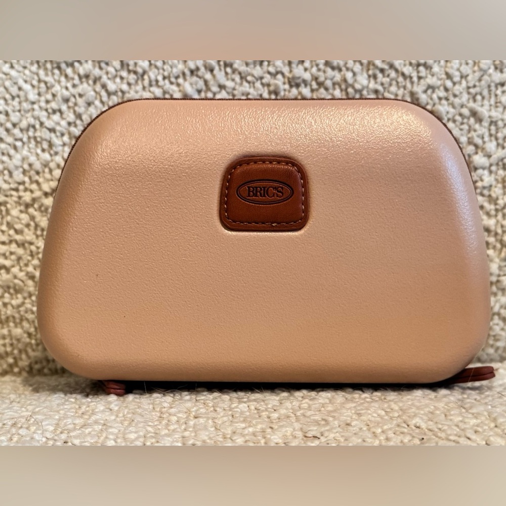 BRIC’S Travel Toiletry Hard Case - Tan with Brown Trim/Interior